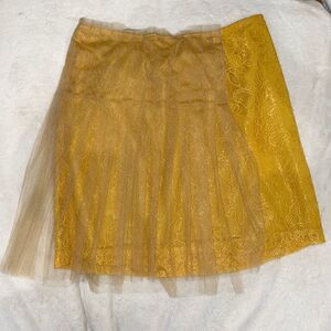 Rodarte size 11 womens skirt mustard yellow lace